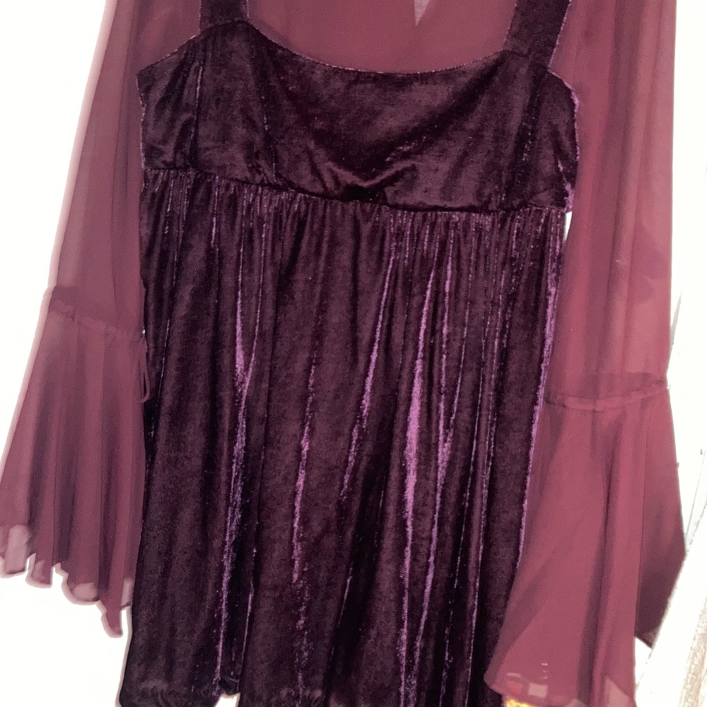 Free People Long Sleeve Dress in Deep Purple